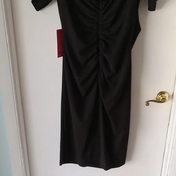 Xscape Elegant Black Midi Dress NWT Size 18W Off-Shoulder - Picture 7 of 11